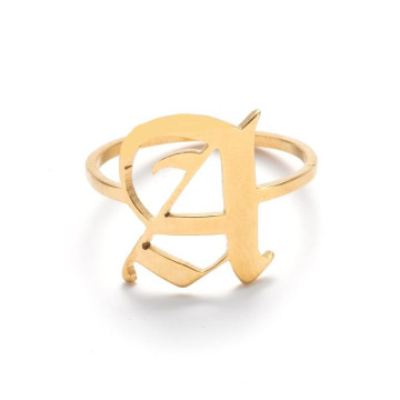 26 alphabet letter rings 18k gold initial rings letter old english font letter ring stainless steel